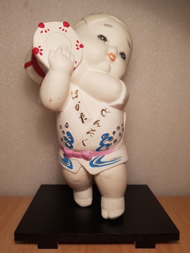 Vintage Japan Made Hakata Drum Boy Ceramic Figurine (20cm)