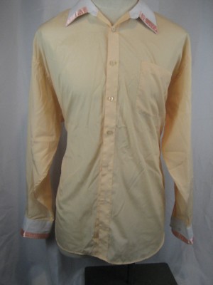 Mens VILLA D'MARCO Cotton Blend LS Light Orange w Satin Piping Dress Shirt sz XL