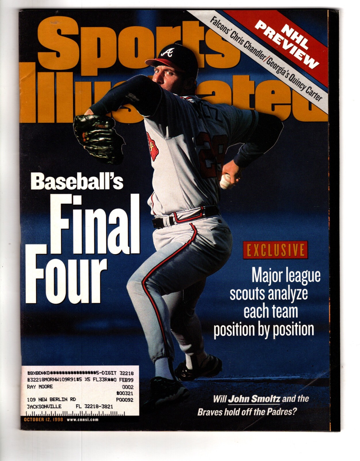 1998 Sports Illustrated Magazine JOHN SMOLTZ BASEBALL'S FINAL FOUR eBay