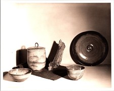 Clay bowls, Pot w/lid & Plate B+W Found Photo VB603