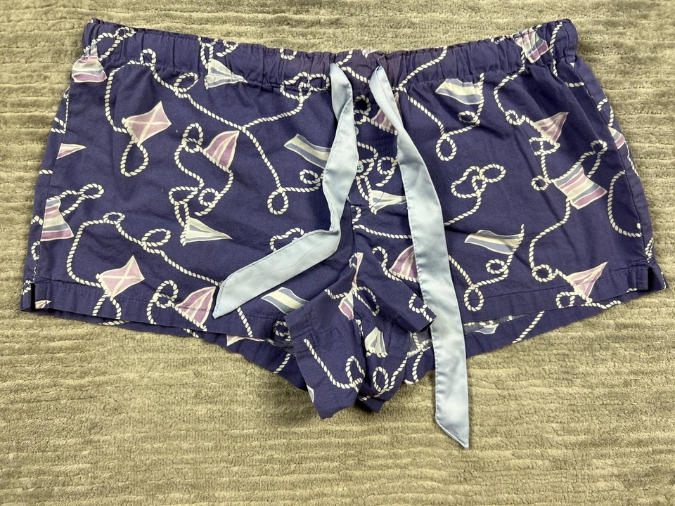 Pantalones Cortos para Dormir Glory Desteñidos Para Mujer Grandes Púrpura Tirar con Cordón Algodón Orgánico Foto 3 de 4