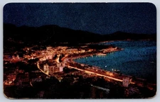 Vintage Mexico Postcard ACAPULCO at Night Panoramic View 1960s