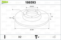 2X Bremsscheibe Valeo 186593 FüR Opel Astra Caravan A04 GTC Zafira Family A05 CC