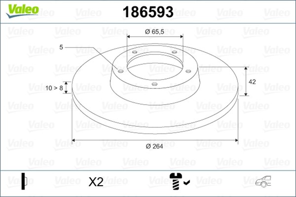 2X Bremsscheibe Valeo 186593 FüR Opel Astra Caravan A04 GTC Zafira Family A05 CC-image