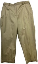 Lands End Womens High-Rise Straight-Leg Chino Pants Flat Front Size 18 Khaki