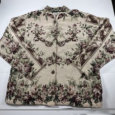 Vintage Sugar Street Weavers Tapestry Jacket USA Made Cottagecore OS Pockets