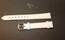 14mm White Women's Genuine Leather Watch Band Strap New Silver Clasp
