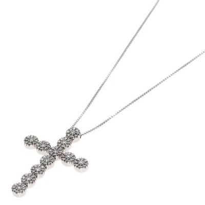 Damiani  Crystal Cross Diamond Necklace K18 White Gold  Ladies [Used]