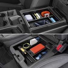 Wexyldra Center Console Organizer, Split Bench Folding Seat-2Pcs-Black, Black