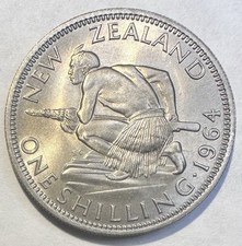 1964 New Zealand 1 Shilling, UNC/BU
