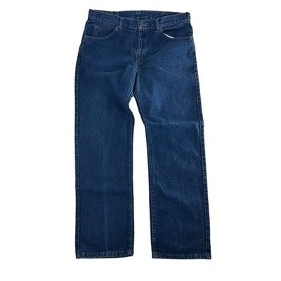 Vintage Lee Jeans Mens 38x32 Blue Dark 200-0189 Western 80s Union Made Straight