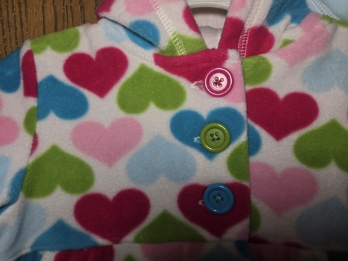 NWOT Size 18M Carter's hooded fleece tunic style jacket w/ pink blue hearts New - Picture 2 of 3