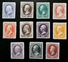 US Stamps SC# 167-177 1875 Continental Bank Note Printing Issue Replica Set