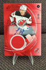 Luke Hughes /99 Patch Auto 2025-26 SP Game Used Red Autograph Jersey 159 Devils