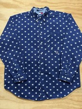 Tommy Hilfiger Crest Long Sleeve Button Down Shirt AOP Stars Blue Patriotic XL