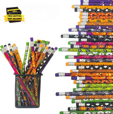 48Pcs Halloween Pencils Ghost Pumpkin Wooden Pencils with Erasers for Halloween