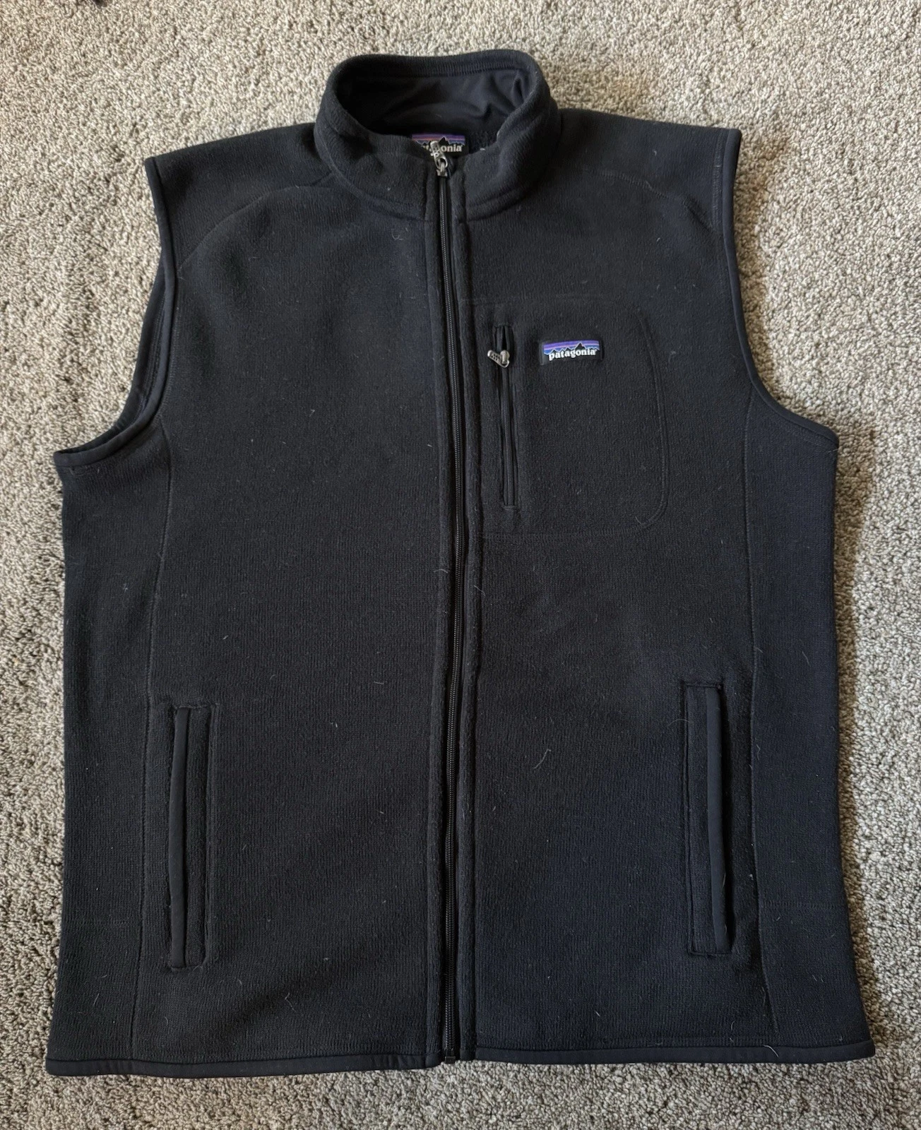 Patagonia Men’s Black Fleece Vest Full-Zip Stan Up Collar Size XL Better sweater