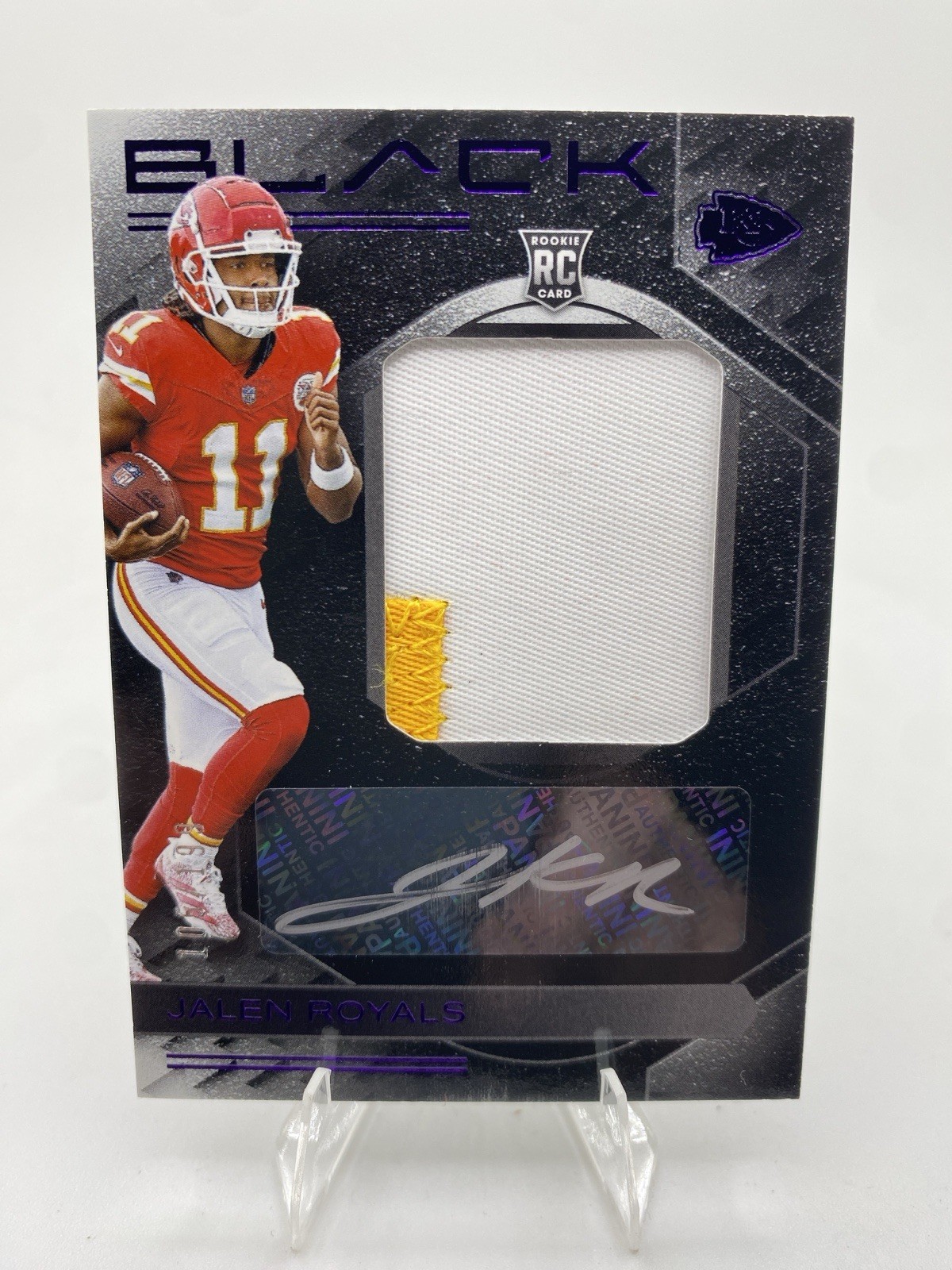 2025 Panini Black FB RKPA-JRS Jalen Royals Rookie Patch Auto /199 Chiefs view 1