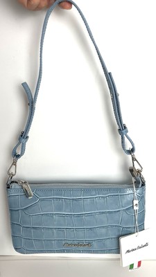 Marina Galanti ITALY LEATHER Embossed Shoulder Bag Handbag Blue 10 Lx5.5 W