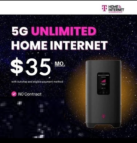 T-Mobile Truly Unlimited Data $35/mo. $150 gateway & month of service included.