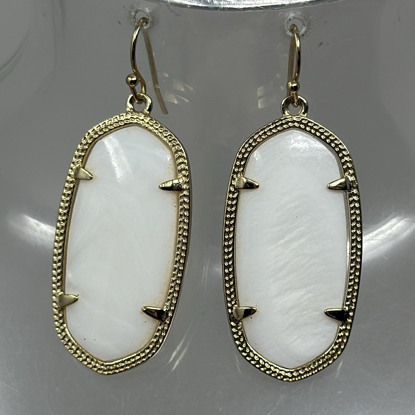 Kendra Scott White Abalone Shell Dangle Earrings … - image 1
