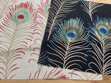 Sanderson Aegean Themis Peacock Feathers Sand Ink Small Samples Fabric