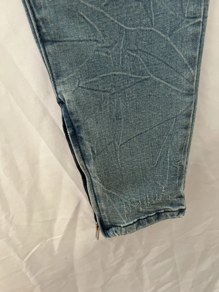 Pantalones de mezclilla Pacsun pintados laterales a rayas ajustados con cremallera al tobillo cordón M Foto 4 de 4