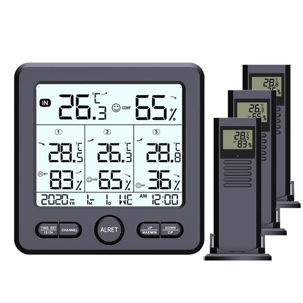 Digitales Thermometer/Hygrometer Mit 3 Fernsensoren-image
