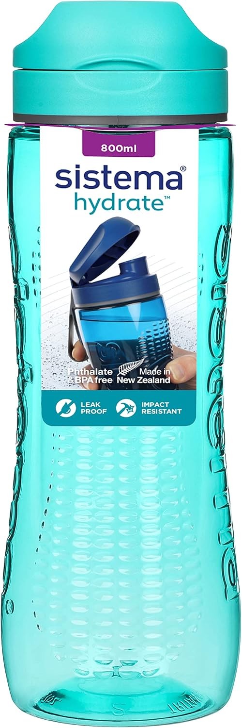 Sistema Hydrate Tritan Active Sports Water Bottle | 800 ml | Leakproof Water Bottle | BPA-Free | Assorted Colours - Image 4