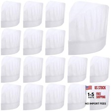 60 Pack 8" Kids White Chef Hats Non Woven Chef Toques Adjustable Kitchen Arch
