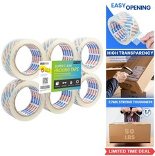 Packing Tape Heavy Duty 6 Pack 2.7 Mil Clear Multipurpose for Moving Boxes