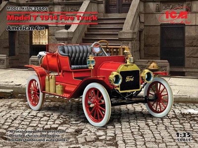 ICM 1/35 KIT FORD MODEL T 1914 FIRE TRUCK AMERICAN CAR MODELLINO STATICO DIECAST