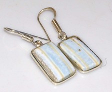 Owyhee Blue Opal 925 Silver Plated Earrings 1.5
