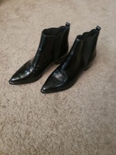 Marc Fisher Black  Patent Leather Elastic Ankle Pull On Boots Women's Size 6 