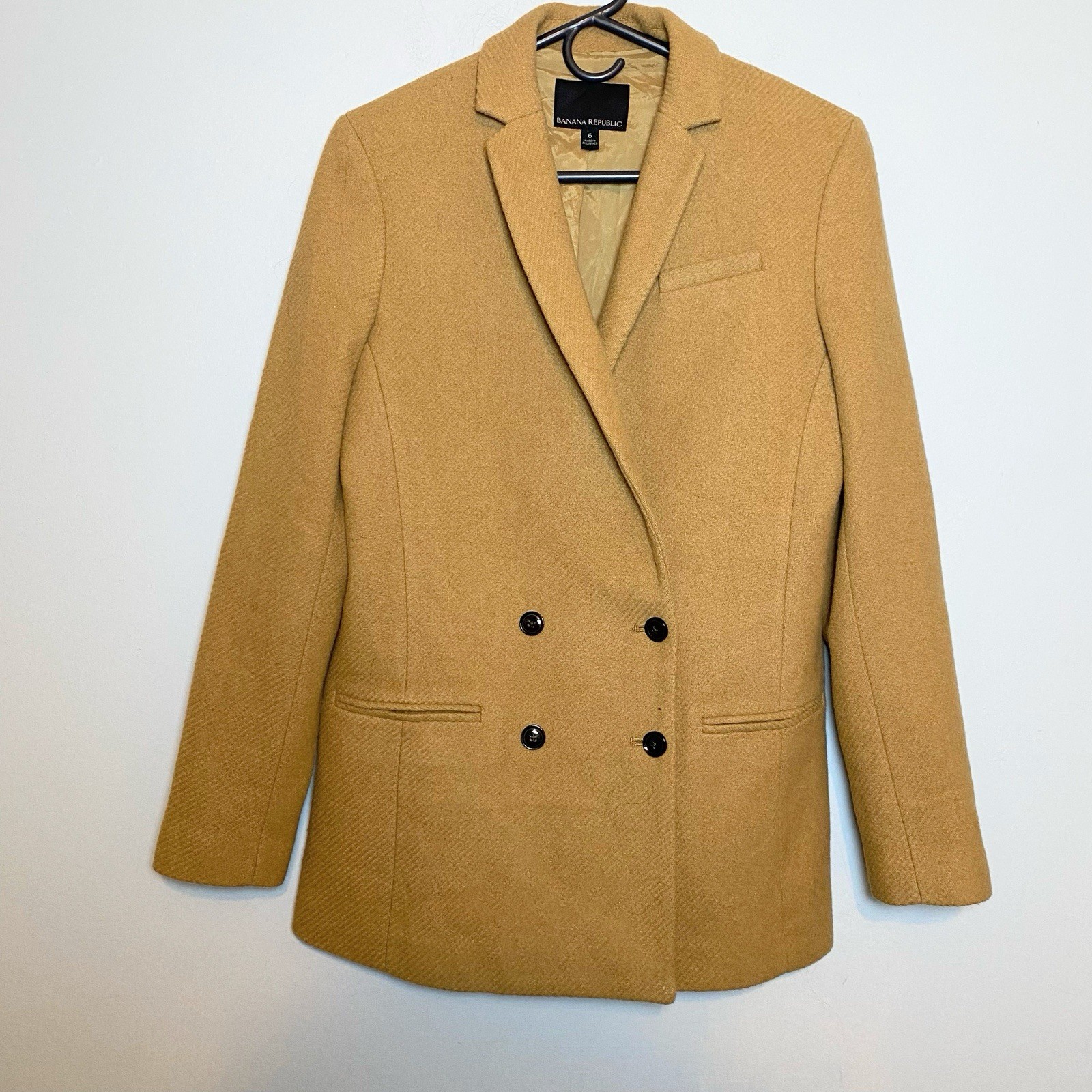Banana Republic Women’s Double Breasted Camel Wool Blend Blazer Size 6