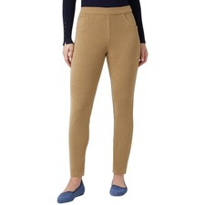 HUE Women's Soft Twill Jean Style Leggings sz M Medium Ermine Tan