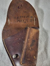 WWII German P08 Luger Leather Holster Inscribed Veteran Bring-Back Austria 1945