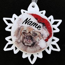 Santa Tibetan Spaniel Dog Personalized Christmas Ornament