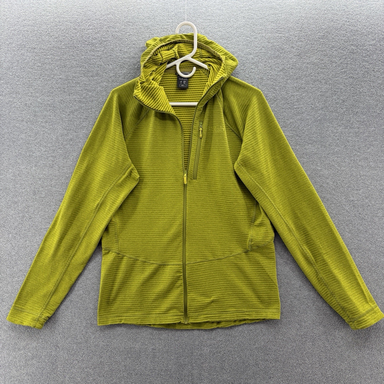 Mens Large Green Filament Hoody Full Zip Outdoor Hike Run La