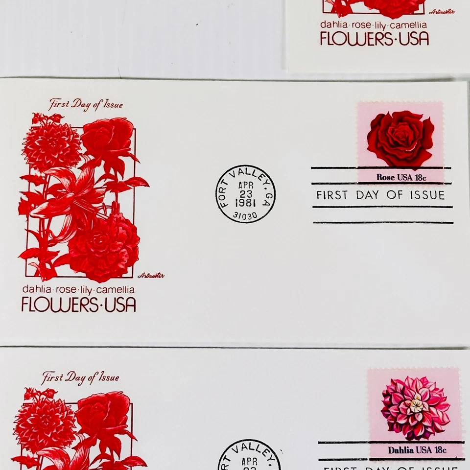 US Stamps First Day Of Issue Flowers USA Envelope Full Set Of 5 April 1981 GA - Image 3 of 4