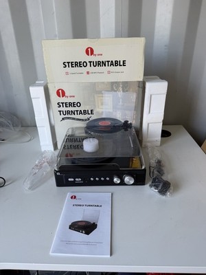1byone Stereo Turntable Plattenspieler USB MP3 Wiedergabe, 3 Geschwindigkeiten