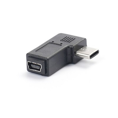 Angle Type C Male to Mini 5 Pin USB Female Charging Data Adapter Camera GPS Dash