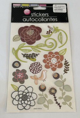 New Special Moments Dimensional Stickers FLOWERS STEMS BIRD HMS-9305A