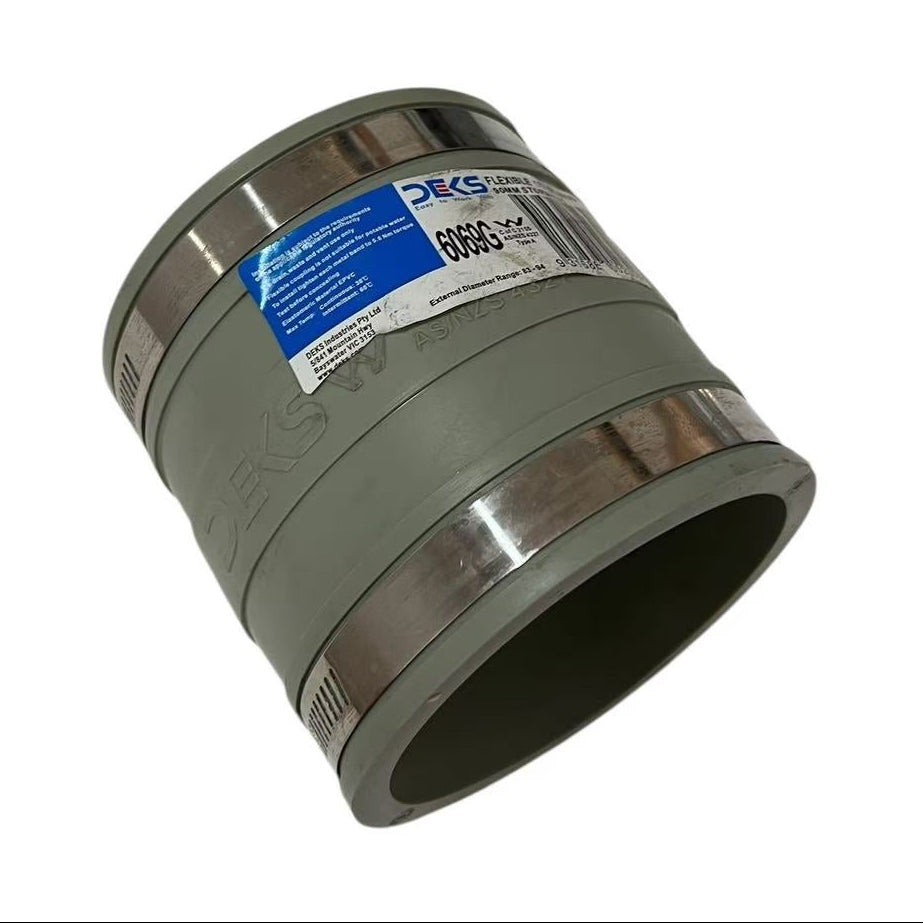 Deks 6069G DN90 Stormwater PVC Rubber Joiner Coupling OD 83-93mm Grey ...