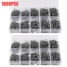 500Pcs Fish Hooks 10 Sizes Fishing Black Silver Sharpened With Box Quality kit