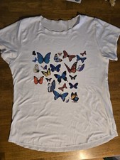 New Butterfly White T Shirt Size Medium
