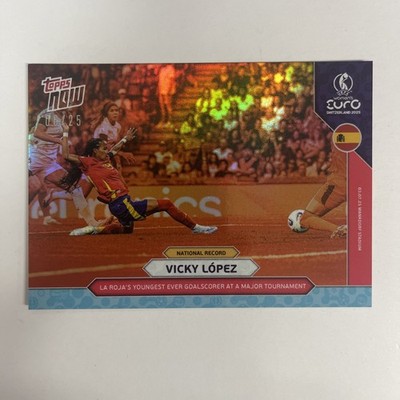 2025 Topps Now EURO Vicky Lopez #15 Nat.Record: Youngest:Goalscorer Orange 06/25