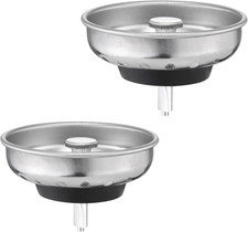 2 Pack Kitchen Sink Strainer and Stopper Combo - Stainless Steel Basket with Pla