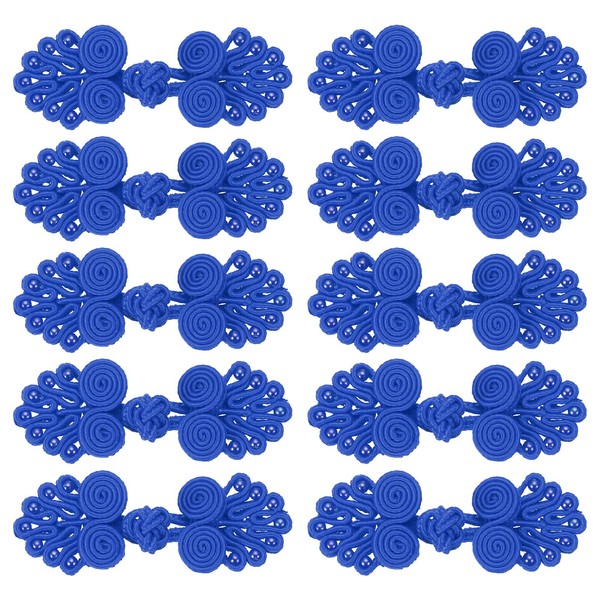 10 Paare Chinesische Knoten Frosch KnöPfe Verschluss Dunkelblau NäHen KnöPfe-image