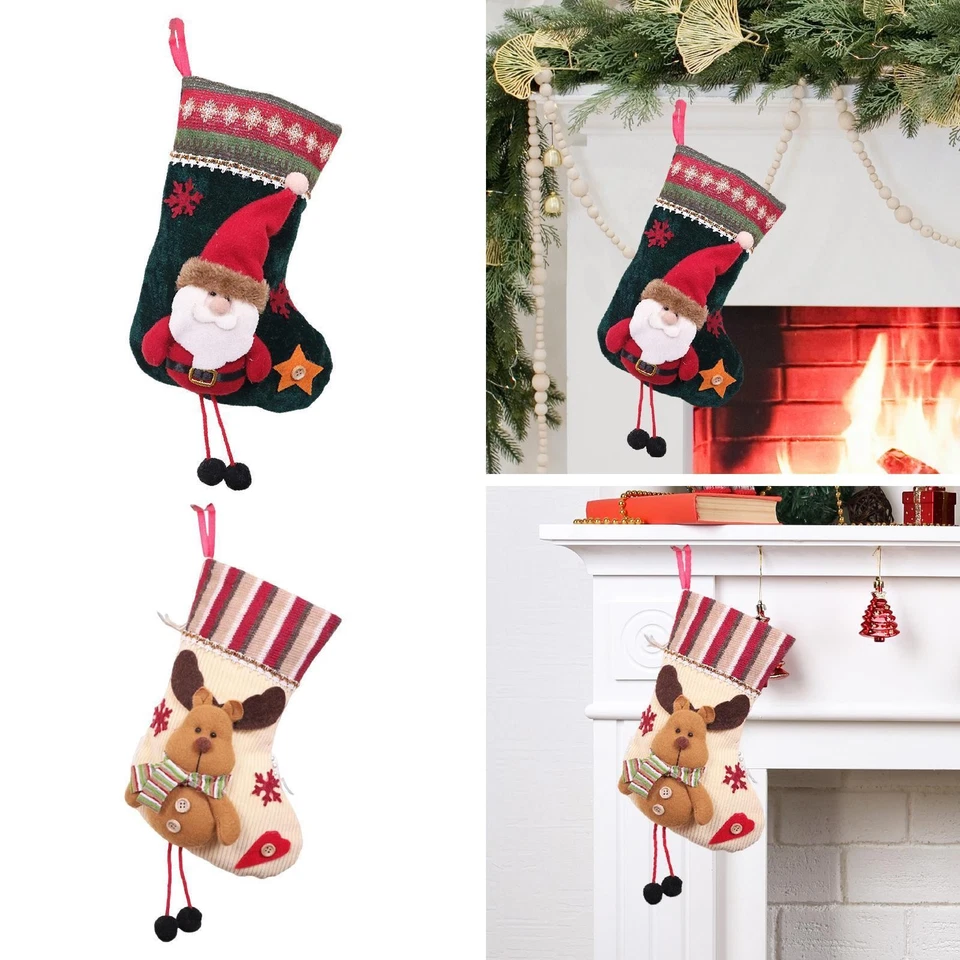 Chaussette de Noël à suspendre, décoration rustique, sac cadeau, sac à - Photo 1/1